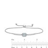 Thumbnail Image 3 of Emerald-Cut Aquamarine and White Lab-Created Sapphire Frame Bar Bolo Bracelet in Sterling Silver - 9.0&quot;