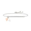 Thumbnail Image 1 of 1/10 CT. T.W. Diamond "TE AMO" Double Heart Charm Bolo Bracelet in Sterling Silver and 10K Rose Gold - 9.0"