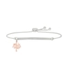 Thumbnail Image 1 of 1/8 CT. T.W. Diamond "FAMILY FOREVER" Tree Charm Bolo Bracelet in Sterling Silver and 10K Rose Gold - 9.0"