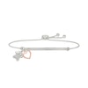Thumbnail Image 1 of 1/8 CT. T.W. Diamond "DOG MOM" Paw Print and Heart Charm Bolo Bracelet in Sterling Silver and 10K Rose Gold - 9.0"