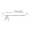 Thumbnail Image 1 of 1/6 CT. T.W. Diamond "BELIEVE" Cross and Angel Wing Charm Bolo Bracelet in Sterling Silver and 10K Rose Gold - 9.0"