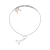 Thumbnail Image 2 of 1/6 CT. T.W. Diamond "BELIEVE" Cross and Angel Wing Charm Bolo Bracelet in Sterling Silver and 10K Rose Gold - 9.0"