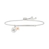 Thumbnail Image 1 of 1/10 CT. T.W. Diamond "LIFE IS A JOURNEY" Star and Compass Charm Bolo Bracelet in Sterling Silver and 10K Rose Gold