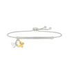 Thumbnail Image 1 of 1/10 CT. T.W. Diamond "ALL MY LOVE" Double Butterfly Charm Bolo Bracelet in Sterling Silver and 10K Gold - 9.0"