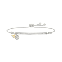 1/10 CT. T.W. Diamond "QUINCEAÑERA" Crown and 15 Charm Bolo Bracelet in Sterling Silver and 10K Gold - 9.0"
