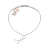 Thumbnail Image 2 of 1/8 CT. T.W. Diamond "DAUGHTER" Butterfly and Flower Charm Bolo Bracelet in Sterling Silver and 10K Rose Gold - 9.0"