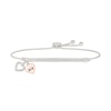 Thumbnail Image 1 of 1/8 CT. T.W. Diamond "SISTER" Double Heart Charm Bolo Bracelet in Sterling Silver and 10K Rose Gold - 9.0"