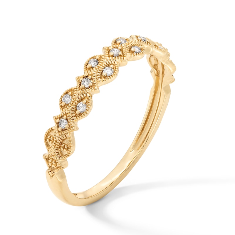 Main Image 3 of 1/15 CT. T.W. Diamond Art Deco Vintage-Style Stackable Anniversary Band in 10K Gold