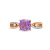 Thumbnail Image 4 of 7.0mm Cushion-Cut Amethyst and 1/10 CT. T.W. Diamond Loop Shank Ring in 10K Rose Gold