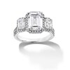 Thumbnail Image 1 of 4-1/2 CT. T.W. Emerald-Cut Certified Lab-Grown Diamond Frame Three Stone Engagement Ring in 14K White Gold (F/VS2)