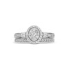 Thumbnail Image 4 of 1/2 CT. T.W. Oval-Shaped Multi-Diamond Frame Collar Vintage-Style Bridal Set in 10K White Gold