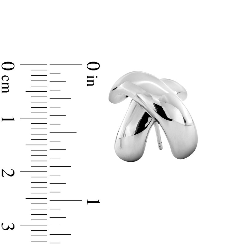 Main Image 3 of Crossover Curved Bar Stud Earrings in Hollow Sterling Silver