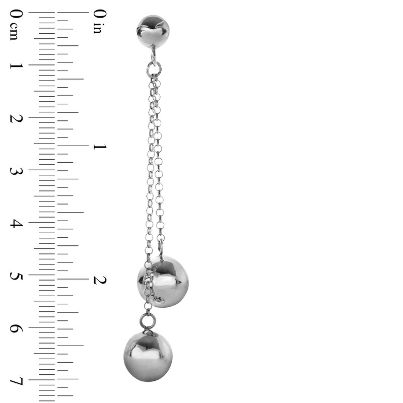 Main Image 3 of Double Ball Chain Dangle Drop Earrings in Hollow Sterling Silver