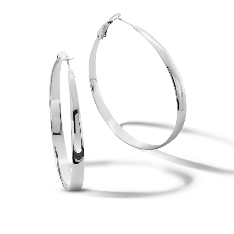 Main Image 1 of 49.5mm Tapered Hoop Earrings in Solid Sterling Silver