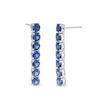 Thumbnail Image 1 of 4.0mm Blue Lab-Created Sapphire Seven Stone Linear Drop Earrings in Sterling Silver