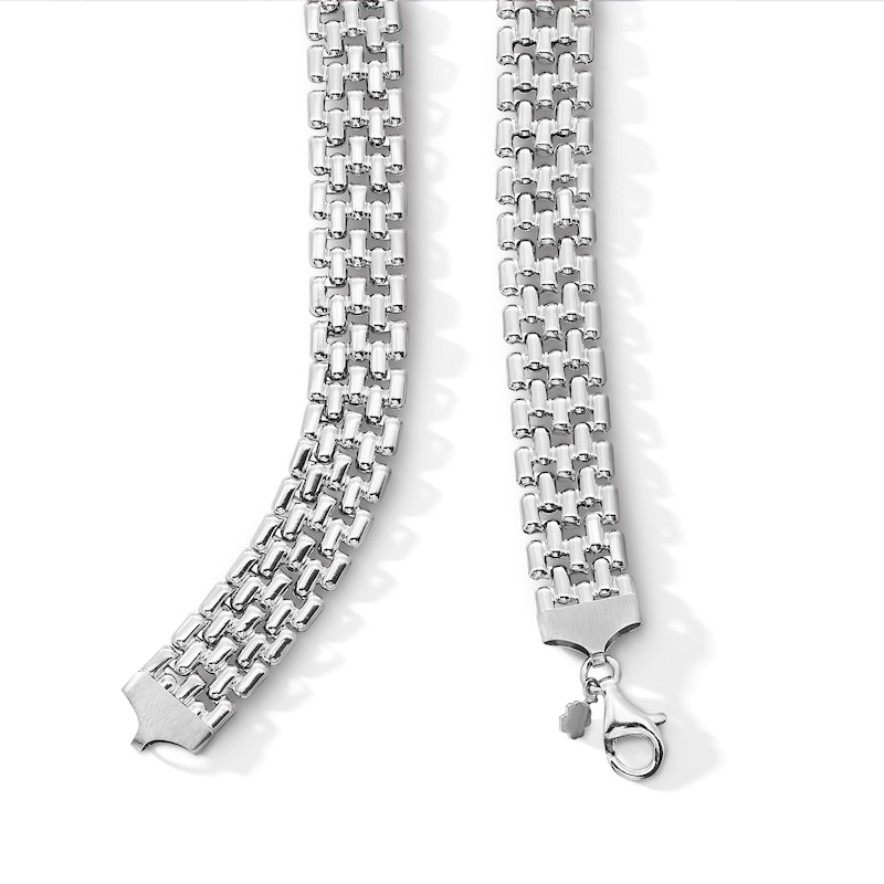 Main Image 3 of 12.0mm Panther Link Necklace in Hollow Sterling Silver - 18"