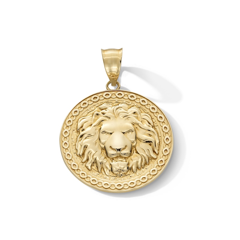 Main Image 1 of Lion Head Pattern Frame Medallion Necklace Charm in Solid 10K Gold