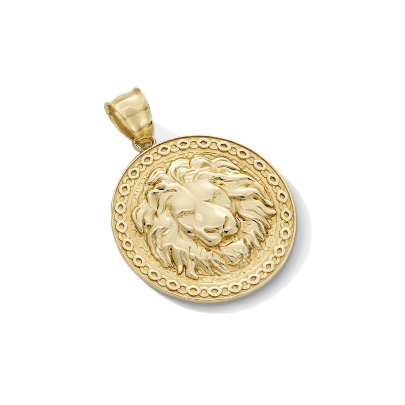 Main Image 2 of Lion Head Pattern Frame Medallion Necklace Charm in Solid 10K Gold