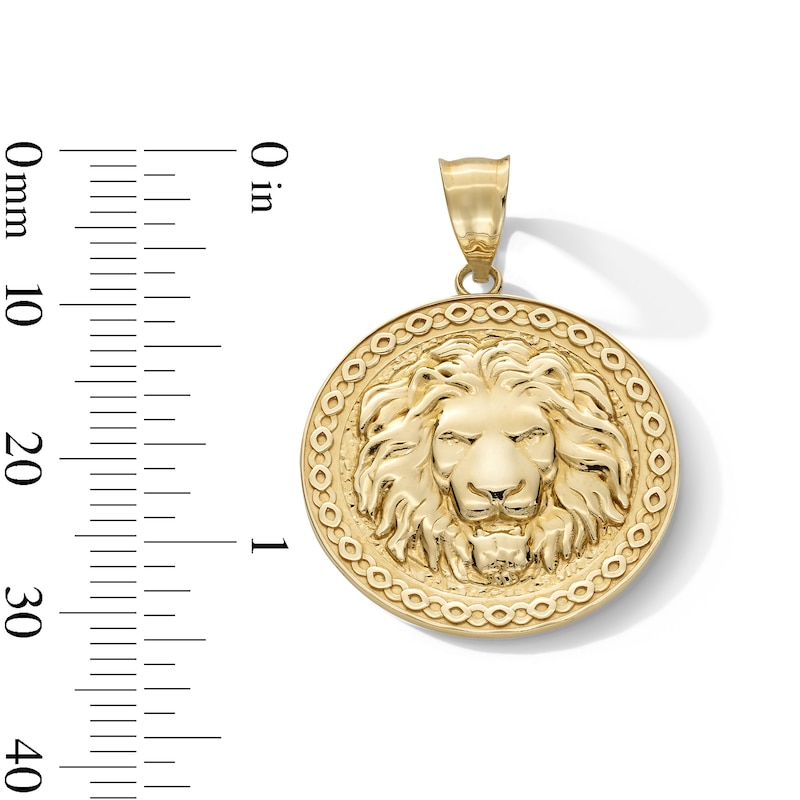 Main Image 3 of Lion Head Pattern Frame Medallion Necklace Charm in Solid 10K Gold