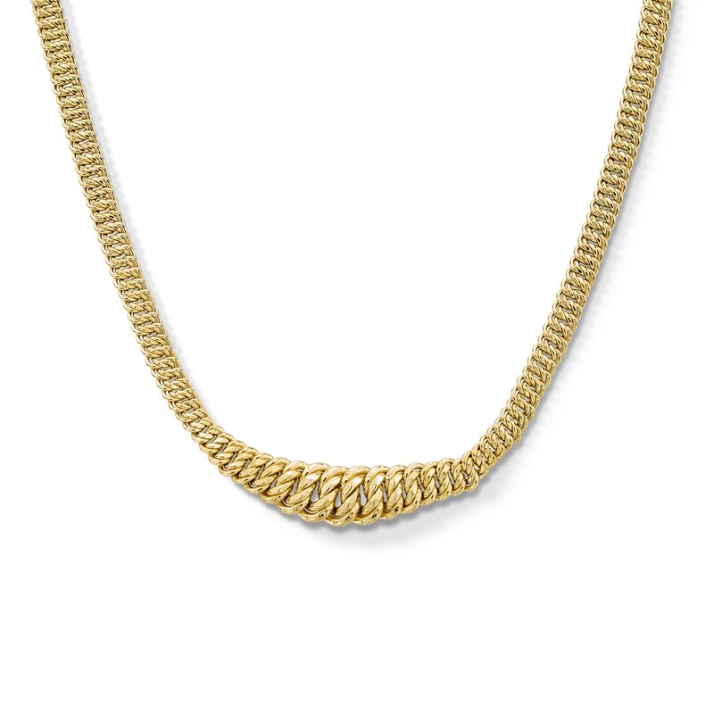 Main Image 1 of Graduated Double Curb Link Necklace in Hollow 10K Gold