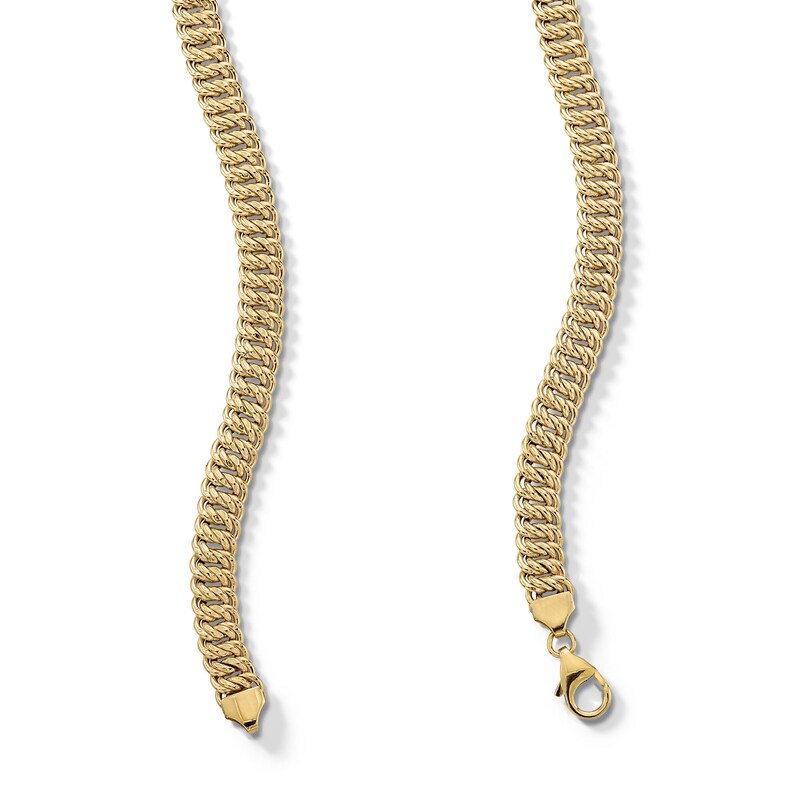 Main Image 3 of Graduated Double Curb Link Necklace in Hollow 10K Gold