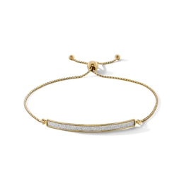 Glitter Enamel Bar Bolo Bracelet in Hollow 10K Gold - 9.5”