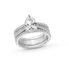 Thumbnail Image 1 of Pear-Shaped White Lab-Created Sapphire Three Piece Bridal Set in Sterling Silver