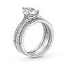 Thumbnail Image 3 of Pear-Shaped White Lab-Created Sapphire Three Piece Bridal Set in Sterling Silver