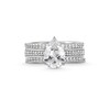Thumbnail Image 4 of Pear-Shaped White Lab-Created Sapphire Three Piece Bridal Set in Sterling Silver