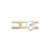Thumbnail Image 4 of Freshwater Cultured Pearl and White Lab-Created Sapphire Open Loop Shank Ring in Sterling Silver with 18K Gold Plate
