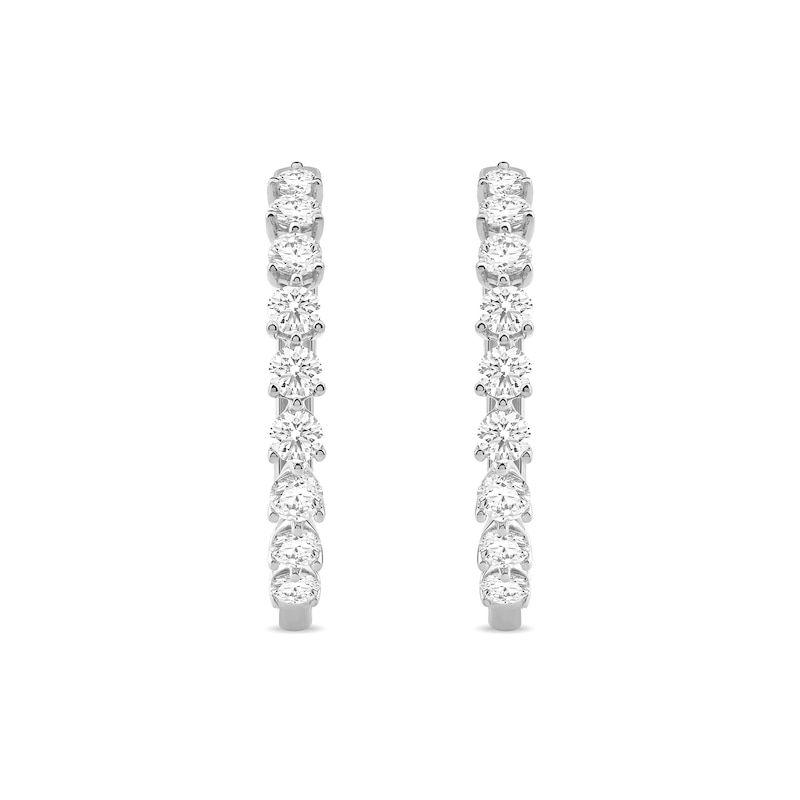 Main Image 3 of 2 CT. T.W. Lab-Grown Diamond Hoop Earrings in 10K White Gold (I/I1)