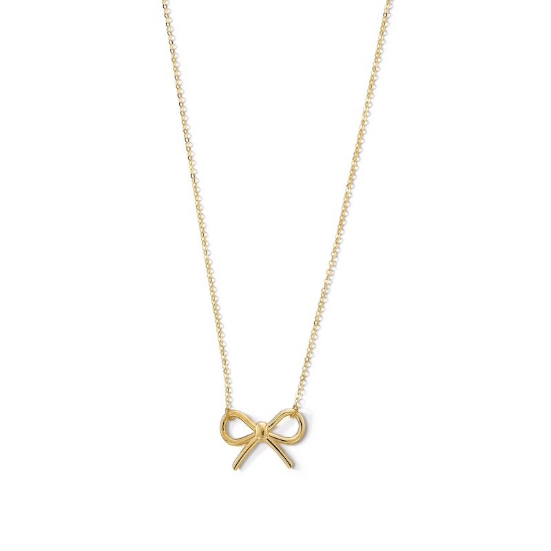 Main Image 1 of Bow Necklace in Solid 14K Gold