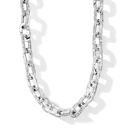 9.7mm Hammered Liquid Link Paper Clip Chain Necklace in Hollow Sterling Silver - 17"