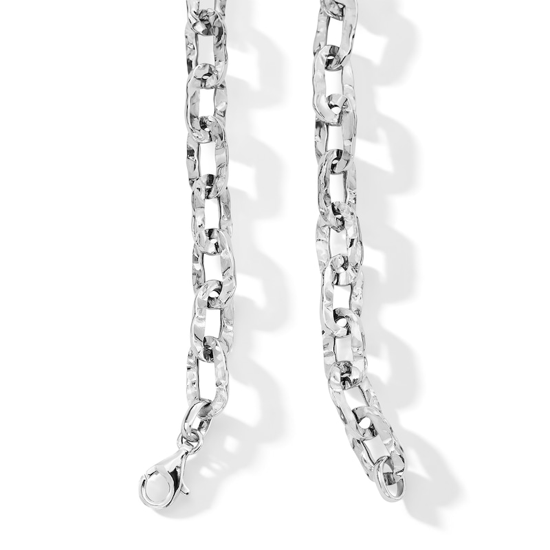 Main Image 3 of 9.7mm Hammered Liquid Link Paper Clip Chain Necklace in Hollow Sterling Silver - 17"