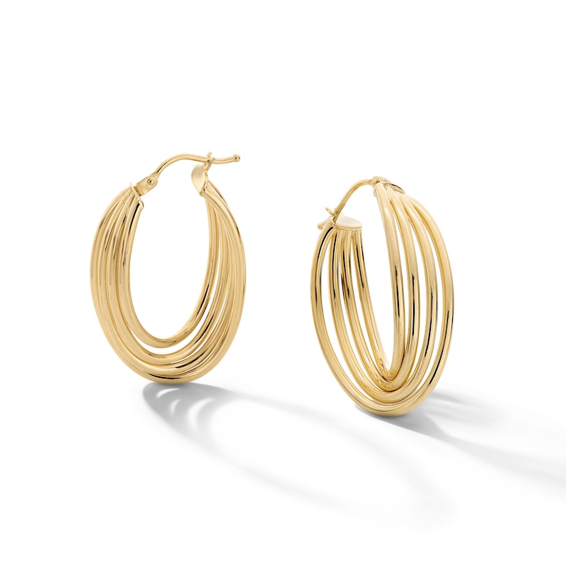 Main Image 1 of 25.0mm Four Row Twist Hoop Earrings in Hollow 10K Gold