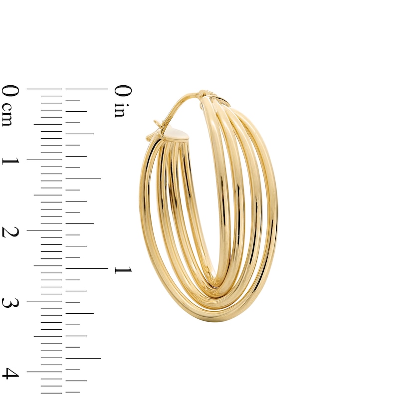 Main Image 2 of 25.0mm Four Row Twist Hoop Earrings in Hollow 10K Gold