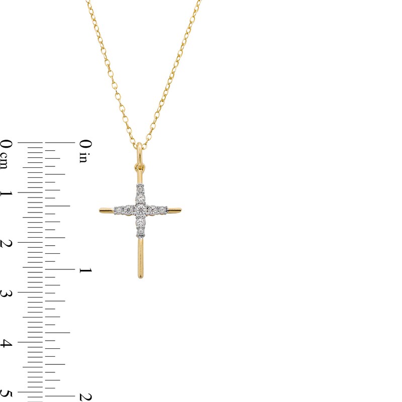 Main Image 3 of 1/10 CT. T.W. Diamond Miracle Graduated Cross Pendant in Sterling Silver with 14K Gold Plate