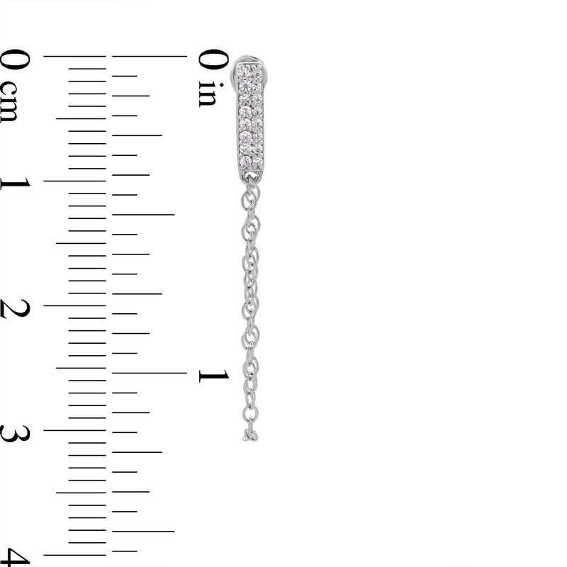 Main Image 3 of 1/10 CT. T.W. Diamond Double Row Bar Chain Drop Front/Back Earrings in 10K White Gold