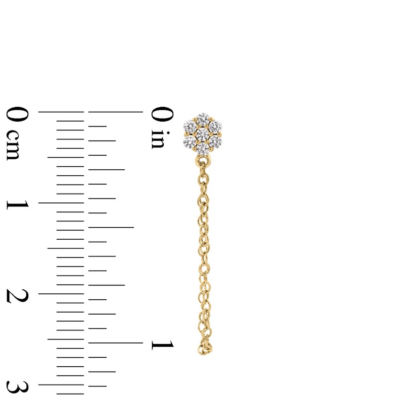 Main Image 3 of 1/5 CT. T.W. Multi-Diamond Chain Drop Front/Back Earrings in 10K Gold