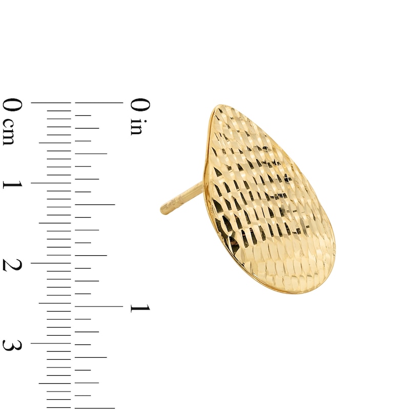 Main Image 2 of Diamond-Cut Teardrop Stud Earrings in Solid 14K Gold