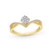 Thumbnail Image 1 of 1/5 CT. T.W. Multi-Diamond Chevron Split Shank Promise Ring in 10K Gold