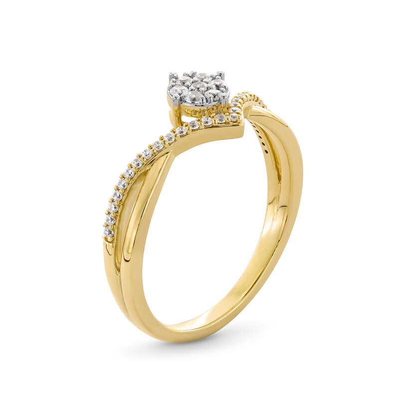 Main Image 3 of 1/5 CT. T.W. Multi-Diamond Chevron Split Shank Promise Ring in 10K Gold