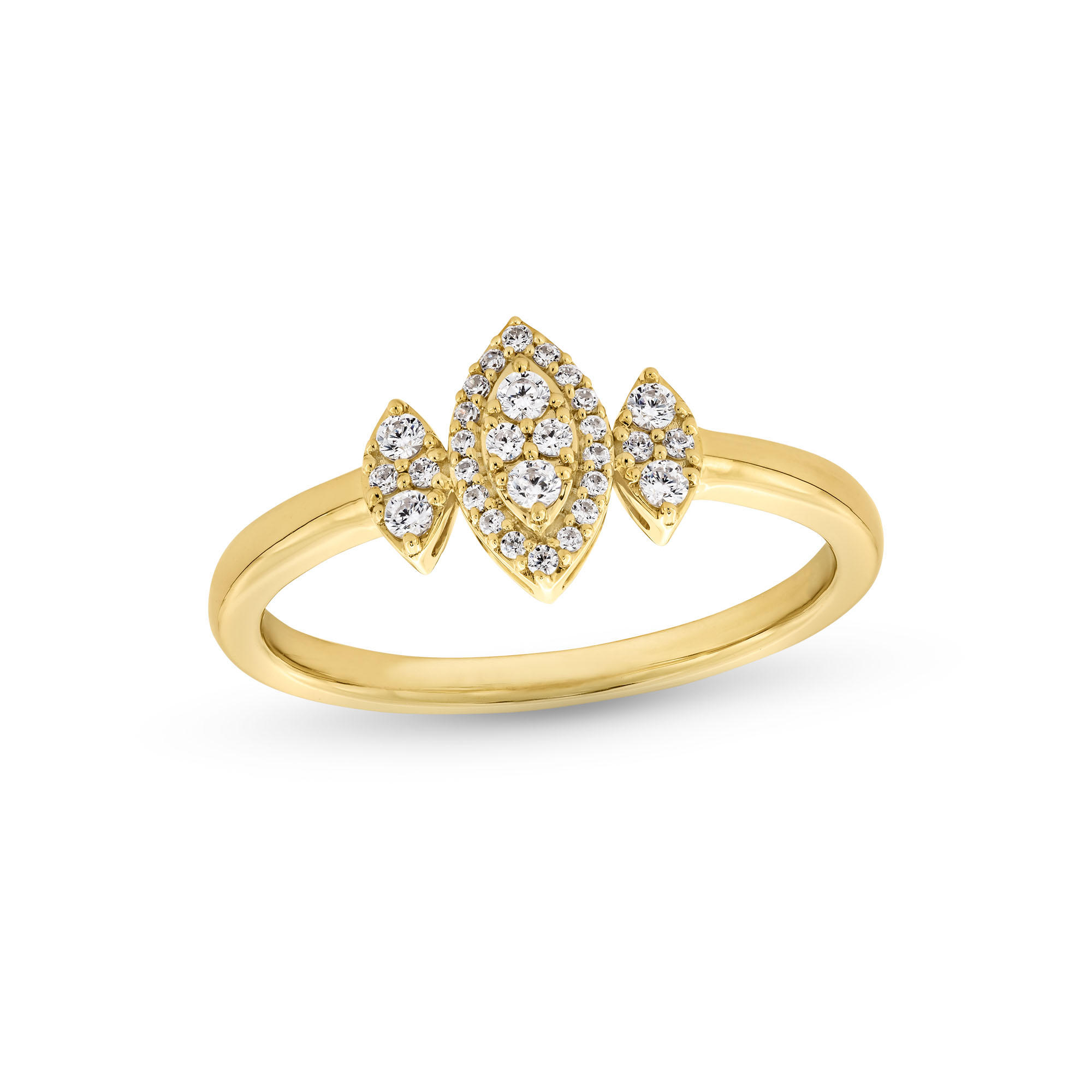 Thumbnail Image 1 of 1/6 CT. T.W. Marquise-Shaped Multi-Diamond Frame Three Stone Promise Ring in 10K Gold