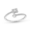 Thumbnail Image 1 of 1/4 CT. T.W. Emerald-Shaped Multi-Diamond Open Bypass Promise Ring in 10K White Gold