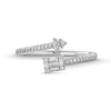 Thumbnail Image 4 of 1/4 CT. T.W. Emerald-Shaped Multi-Diamond Open Bypass Promise Ring in 10K White Gold