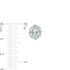 Thumbnail Image 3 of Oval Aquamarine and 1/8 CT. T.W. Diamond Art Deco Vintage-Style Stud Earrings in Sterling Silver