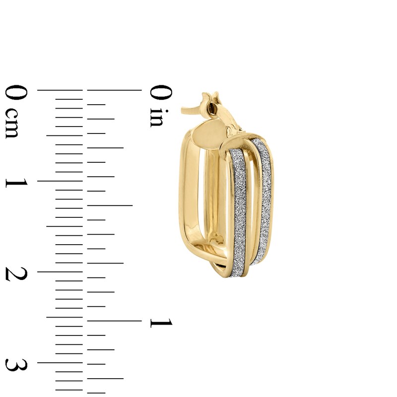 Main Image 2 of 20.0mm Glitter Enamel Twist Square Hoop Earrings in Hollow 10K Gold