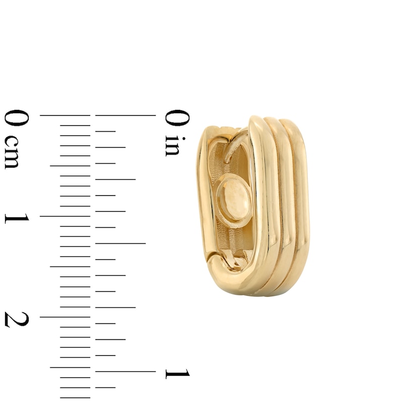 Main Image 2 of 17.6mm Geometric Triple Row Hoop Earrings in Semi-Solid 10K Gold