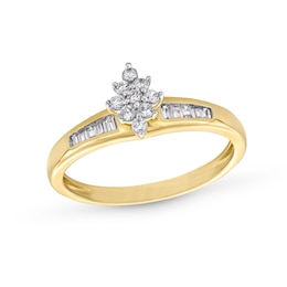 1/5 CT. T.W. Diamond Marquise-Shaped Cluster Promise Ring in Sterling Silver with 14K Gold Plate
