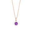 Thumbnail Image 1 of 6.0mm Amethyst and 1/10 CT. T.W. Diamond Flower Pendant in 10K Rose Gold